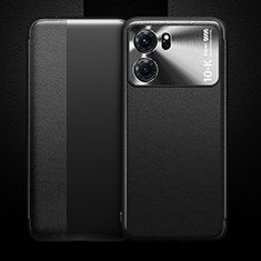 Leather Case Stands Flip Cover Holder for Oppo K10 5G Black