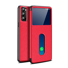 Leather Case Stands Flip Cover Holder for Oppo Reno4 Pro 5G Red