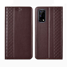 Leather Case Stands Flip Cover Holder for Realme Narzo 30 Pro 5G Brown