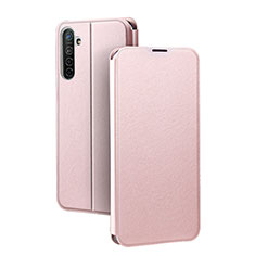 Leather Case Stands Flip Cover Holder for Realme X2 Rose Gold