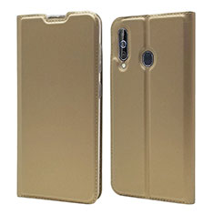 Leather Case Stands Flip Cover Holder for Samsung Galaxy A60 Gold