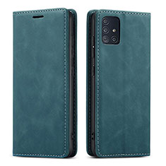 Leather Case Stands Flip Cover Holder for Samsung Galaxy A71 5G Green