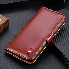 Leather Case Stands Flip Cover Holder for Samsung Galaxy S21 Ultra 5G Brown