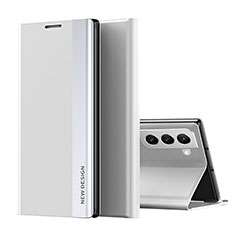 Leather Case Stands Flip Cover Holder for Samsung Galaxy S23 5G White