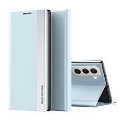 Leather Case Stands Flip Cover Holder for Samsung Galaxy S24 5G Mint Blue