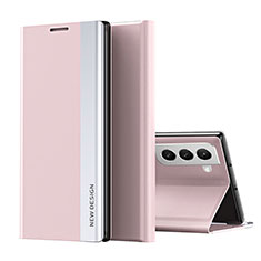 Leather Case Stands Flip Cover Holder for Samsung Galaxy S24 Plus 5G Pink