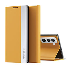 Leather Case Stands Flip Cover Holder for Samsung Galaxy S24 Plus 5G Yellow