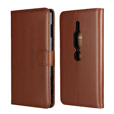 Leather Case Stands Flip Cover Holder for Sony Xperia XZ2 Premium Brown