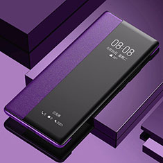 Leather Case Stands Flip Cover Holder for Vivo iQOO U3 5G Purple
