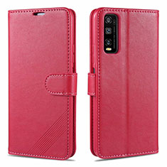 Leather Case Stands Flip Cover Holder for Vivo Y20 Red