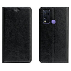 Leather Case Stands Flip Cover Holder for Vivo Y50 Black