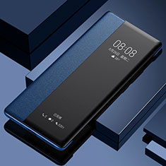 Leather Case Stands Flip Cover Holder for Vivo Y55s 5G Blue