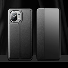 Leather Case Stands Flip Cover Holder for Xiaomi Mi 11 Lite 5G Black