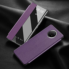 Leather Case Stands Flip Cover Holder for Xiaomi Redmi Note 9 5G Purple