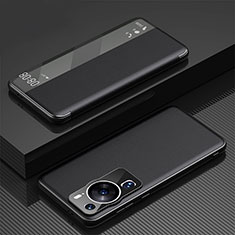 Leather Case Stands Flip Cover Holder GS1 for Huawei P60 Pro Black