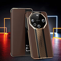 Leather Case Stands Flip Cover Holder GS4 for Huawei Mate 60 Brown