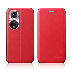 Leather Case Stands Flip Cover Holder H01D for Huawei Honor 50 5G Red