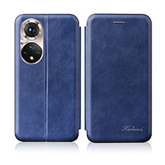 Leather Case Stands Flip Cover Holder H01D for Huawei Nova 9 Blue