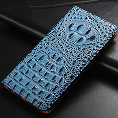 Leather Case Stands Flip Cover Holder H01P for Huawei Honor 60 5G Sky Blue