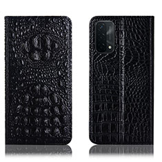 Leather Case Stands Flip Cover Holder H01P for OnePlus Nord N200 5G Black