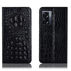 Leather Case Stands Flip Cover Holder H01P for Oppo A77 5G Black