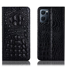 Leather Case Stands Flip Cover Holder H01P for Oppo Find X5 Lite 5G Black