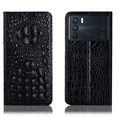 Leather Case Stands Flip Cover Holder H01P for Oppo K9 Pro 5G Black