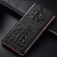 Leather Case Stands Flip Cover Holder H01P for Oppo Reno11 5G Black