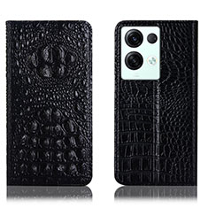 Leather Case Stands Flip Cover Holder H01P for Oppo Reno8 Pro 5G Black