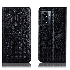 Leather Case Stands Flip Cover Holder H01P for Realme Q5i 5G Black