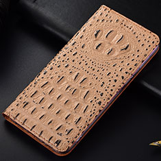 Leather Case Stands Flip Cover Holder H01P for Samsung Galaxy S21 Ultra 5G Khaki