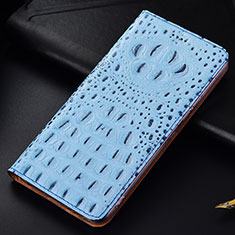 Leather Case Stands Flip Cover Holder H01P for Samsung Galaxy S24 5G Sky Blue