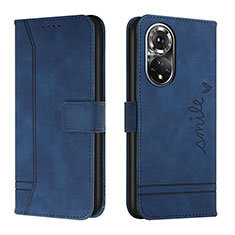 Leather Case Stands Flip Cover Holder H01X for Huawei Honor 50 5G Blue