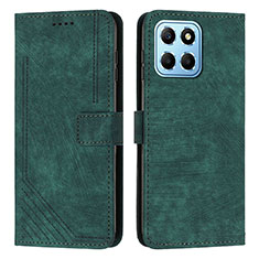 Leather Case Stands Flip Cover Holder H01X for Huawei Honor X6 Green