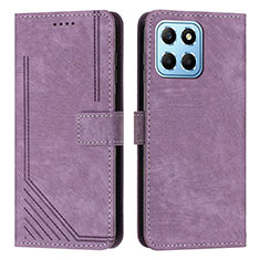 Leather Case Stands Flip Cover Holder H01X for Huawei Honor X6 Purple