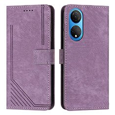 Leather Case Stands Flip Cover Holder H01X for Huawei Honor X7 Purple