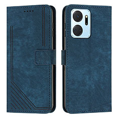 Leather Case Stands Flip Cover Holder H01X for Huawei Honor X7a Blue