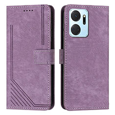 Leather Case Stands Flip Cover Holder H01X for Huawei Honor X7a Purple