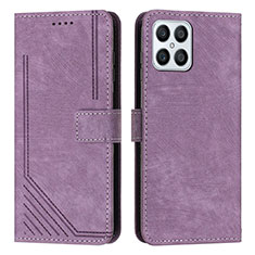 Leather Case Stands Flip Cover Holder H01X for Huawei Honor X8 4G Purple