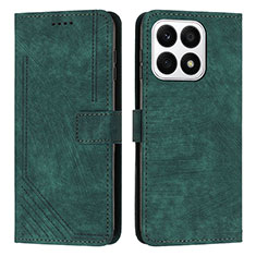 Leather Case Stands Flip Cover Holder H01X for Huawei Honor X8a 4G Green