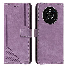 Leather Case Stands Flip Cover Holder H01X for Huawei Honor X9 4G Purple