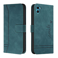 Leather Case Stands Flip Cover Holder H01X for Motorola Moto E22S Green