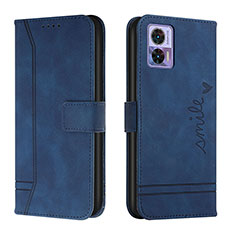 Leather Case Stands Flip Cover Holder H01X for Motorola Moto Edge 30 Lite 5G Blue