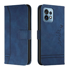 Leather Case Stands Flip Cover Holder H01X for Motorola Moto Edge Plus (2023) 5G Blue