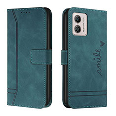 Leather Case Stands Flip Cover Holder H01X for Motorola Moto G53j 5G Green