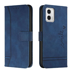 Leather Case Stands Flip Cover Holder H01X for Motorola Moto G73 5G Blue