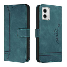 Leather Case Stands Flip Cover Holder H01X for Motorola Moto G73 5G Green