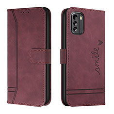 Leather Case Stands Flip Cover Holder H01X for Nokia G60 5G Red