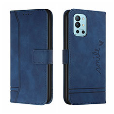 Leather Case Stands Flip Cover Holder H01X for OnePlus 9R 5G Blue