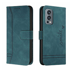 Leather Case Stands Flip Cover Holder H01X for OnePlus Nord 2 5G Green